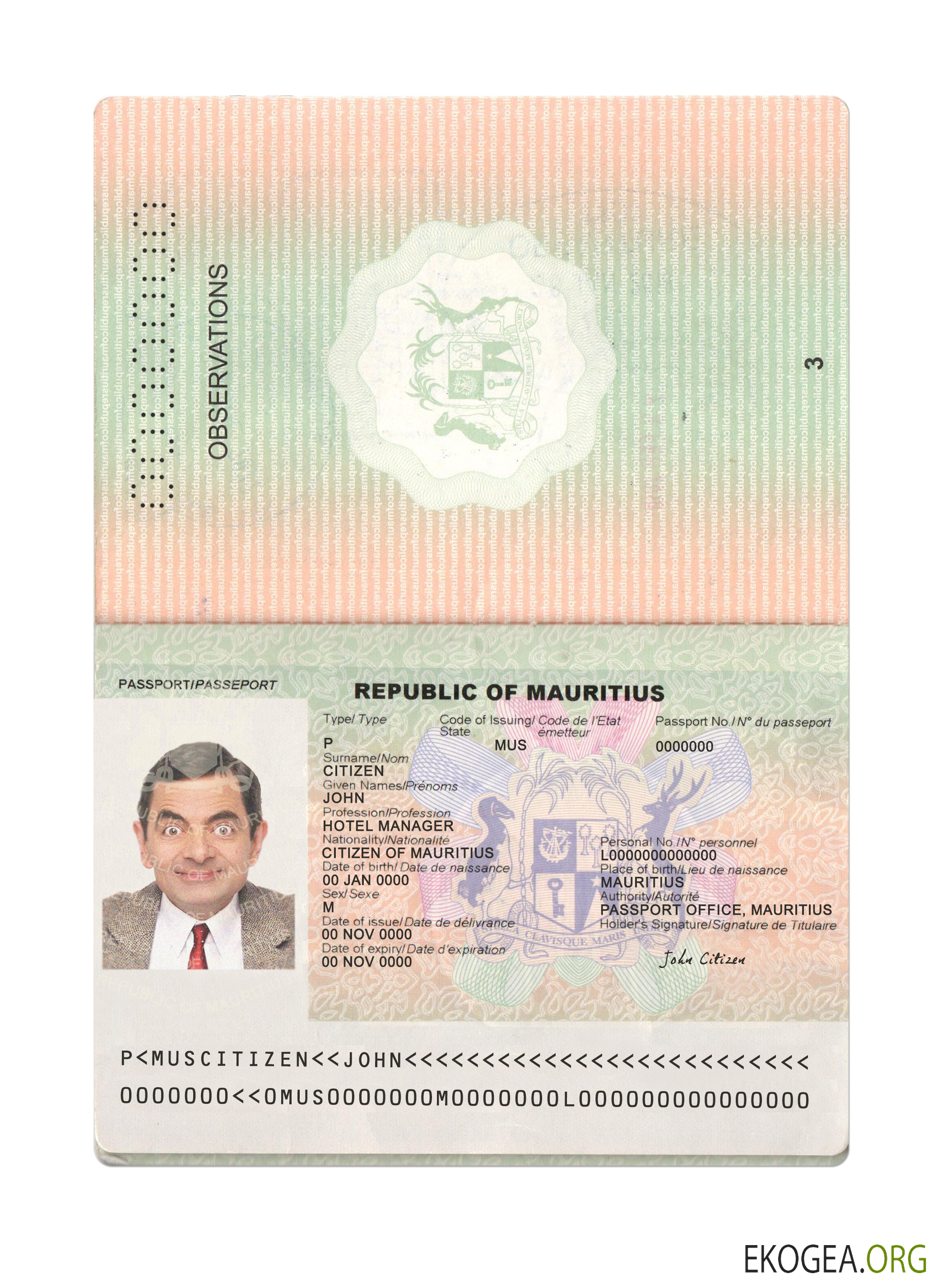 Passeport mauricien 2017 présent